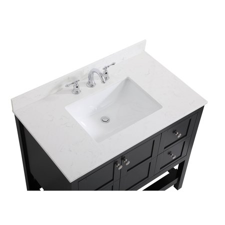Elegant Decor 36 Inch Single Bathroom Vanity In Black With Backsplash, 2PK VF16436BK-BS
